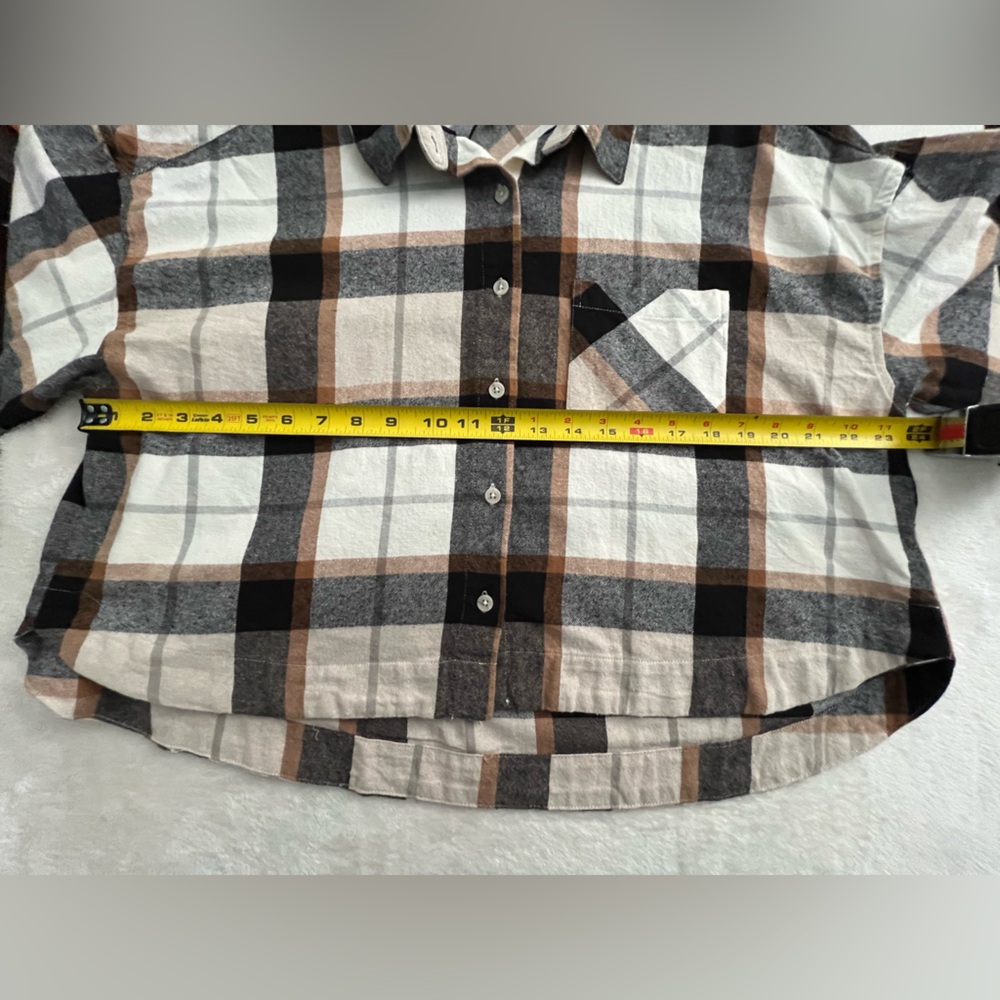 Thread & Supply Plaid Cropped Cotton Button Down Shirt, NWT, Size L - Picture 11 of 15